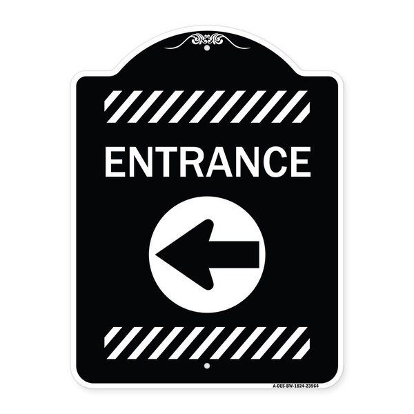 Entrance Left Arrow Heavy-Gauge Aluminum Architectural Sign, 24" H, BW-1824-23964